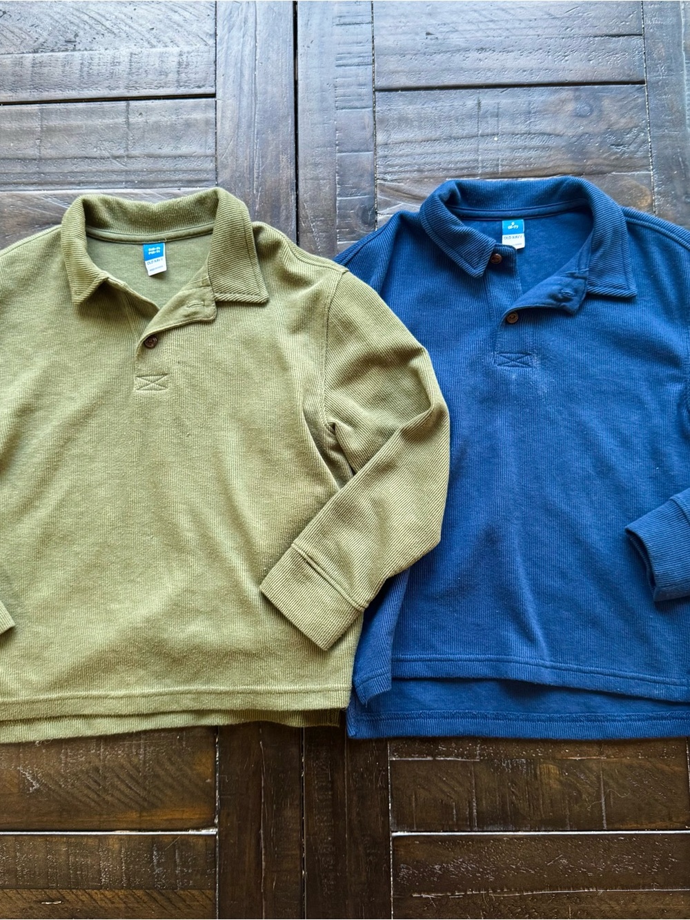 Kids Long-Sleeve Knit Sweater - Olive Green and Navy - Size 6/7